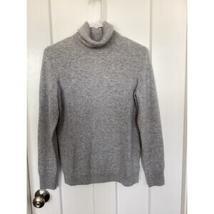 Talbots Women Cashmere Turtleneck Pullover Knit Sweater Metallic Gray Size Small